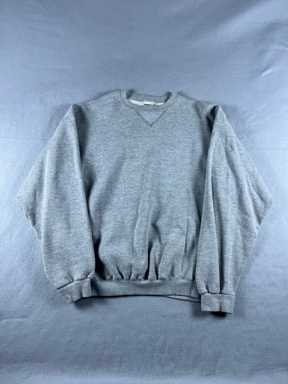 Vintage Tultex Sweatshirt Mens L Gray Crewneck Athletic Weight Fleece USA Made
